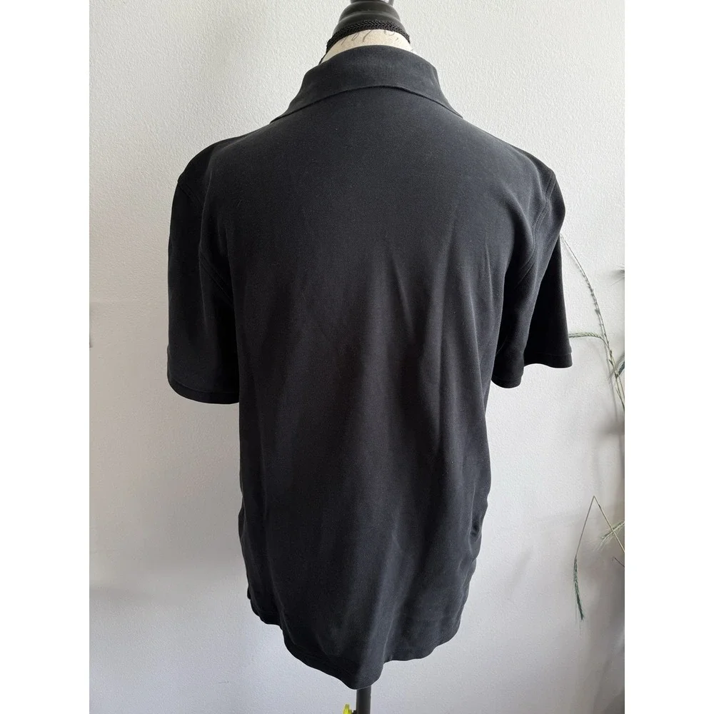 Psycho Bunny Men's Classic Polo Shirt Textured Jacquard Black Pima Cotton Size 6
